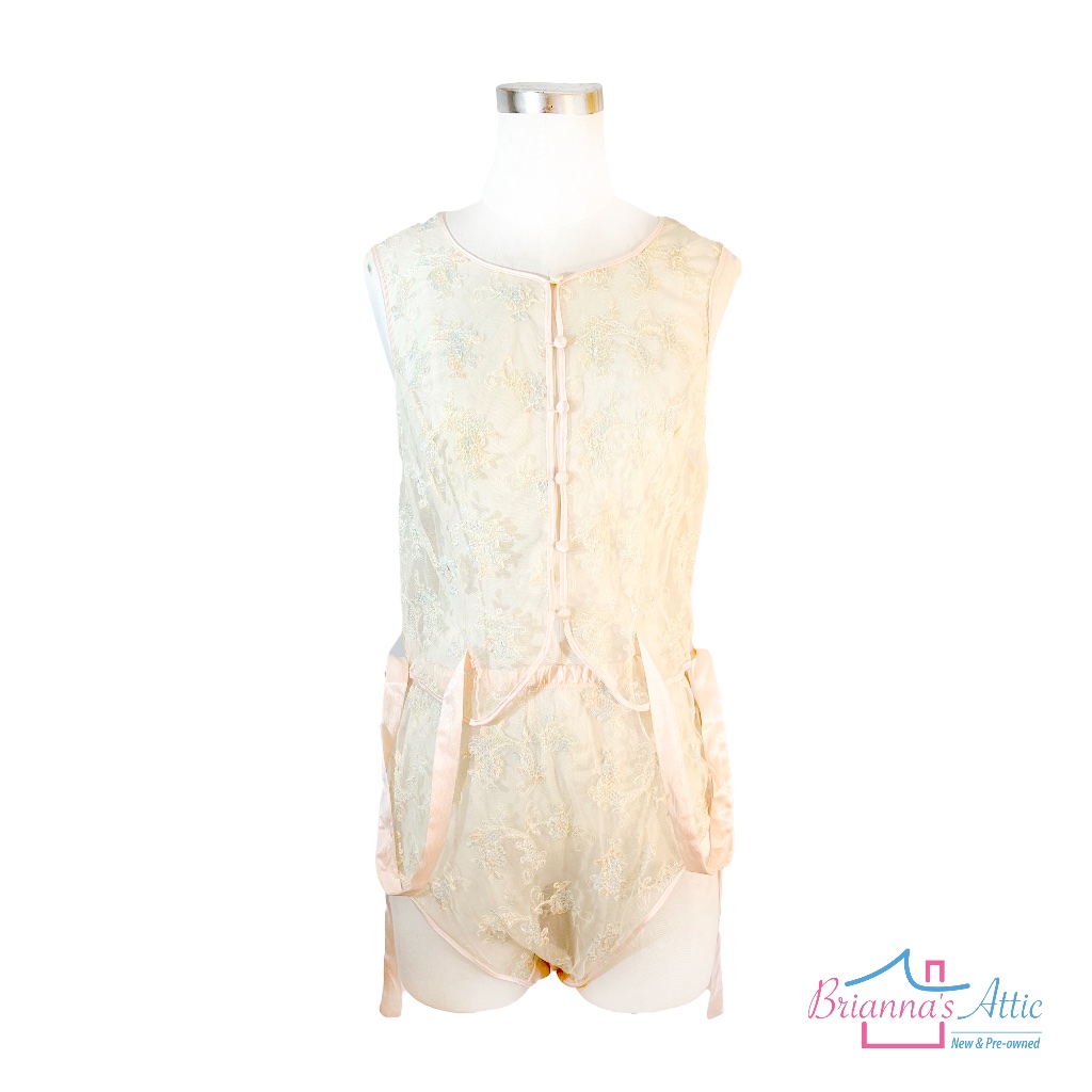 Victoria Secret Sexy Lingerie Flower Embroidery On Lace Light Pink
